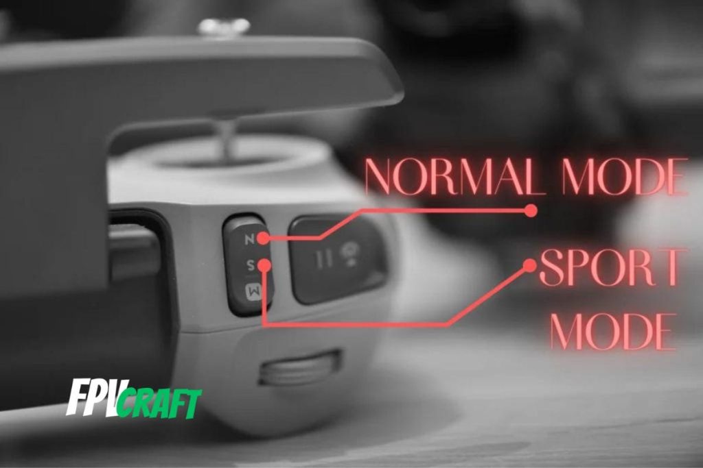 dji fpv remote controller 2 back side normal and sport modes marked