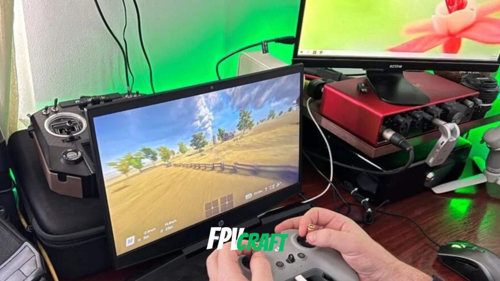 practicing in Liftoff simulator with DJI FPV remote controller 2