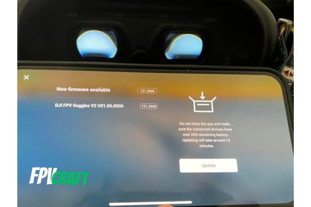 DJI FPV Goggles v2 new update version on dji fly app