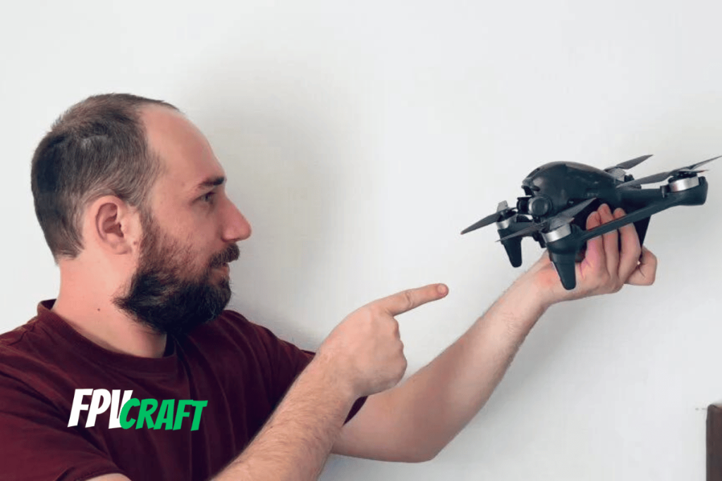 Gabriel Mihalcea (the author) talking to an FPV drone (DJI FPV)