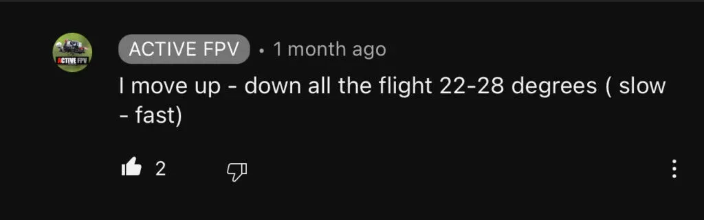 screenshot of a response from YouTuber Active FPV
