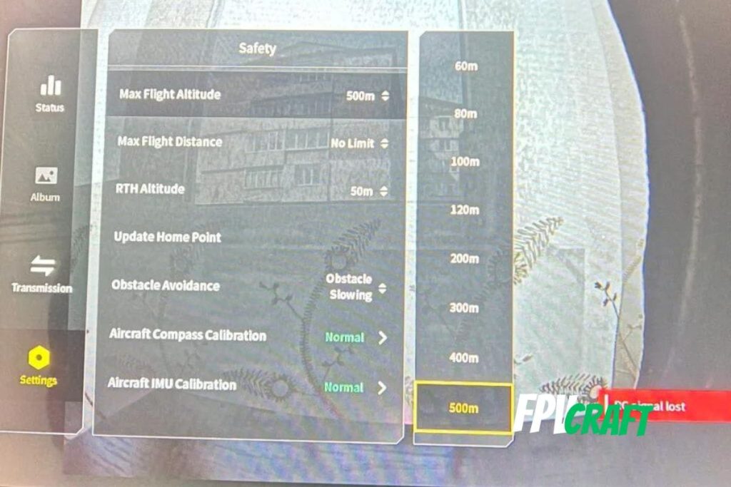 changing max flight altitude on DJI FPV drone (via goggles)