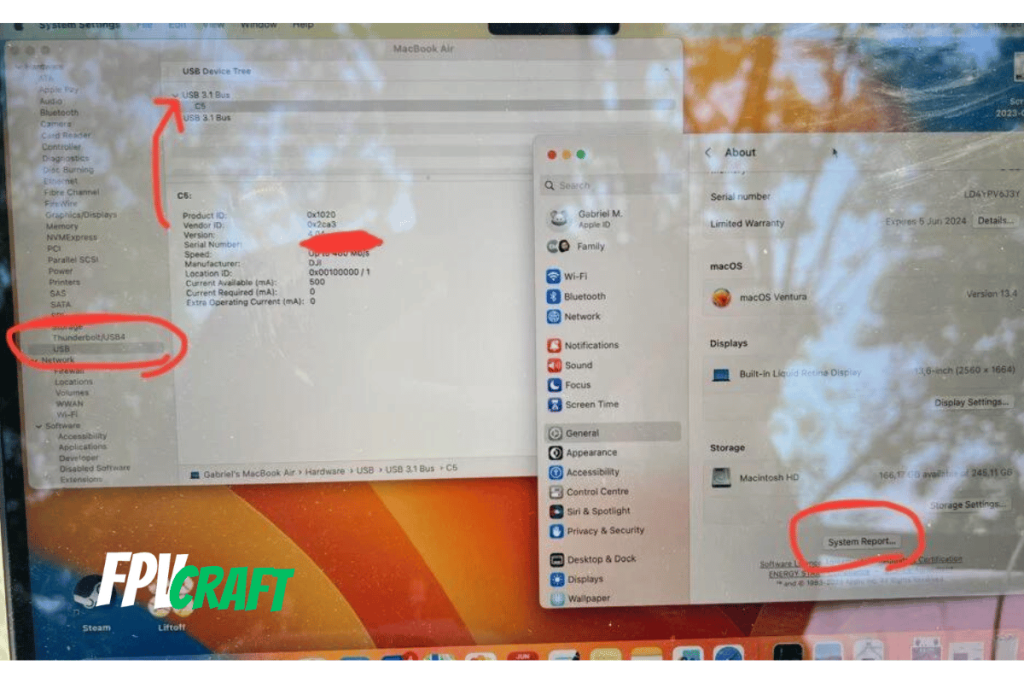 settings to check if the DJI FPV RC 2 is connected to Mac