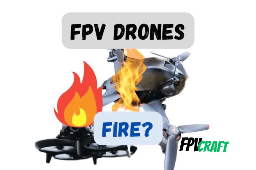 visual representation of FPV drone catching fire (DJI FPV in image)