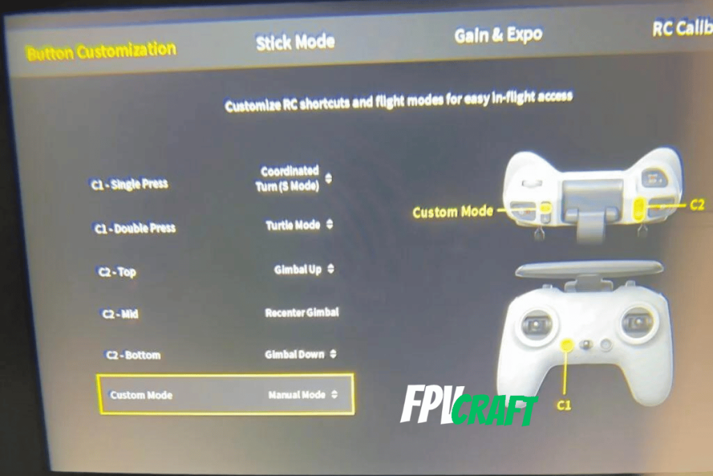 enabling and customizing manual mode on DJI FPV drone