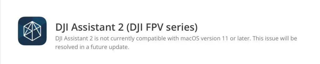 screenshot of DJI Assistant 2 