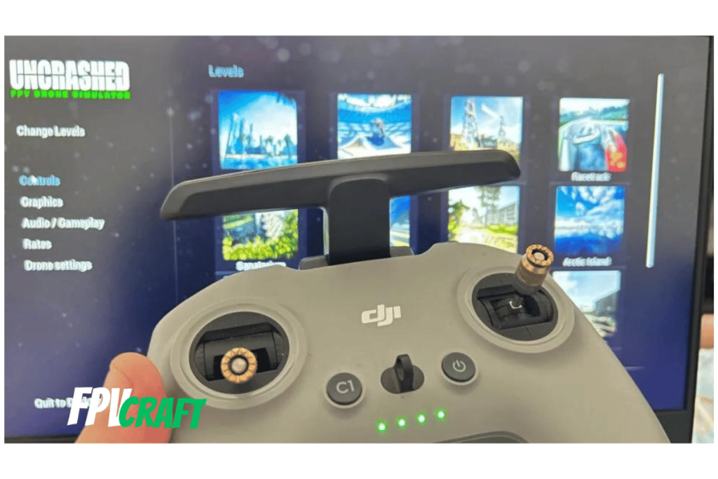 DJI FPV Remote Controller 2 and Uncrashed FPV in the background