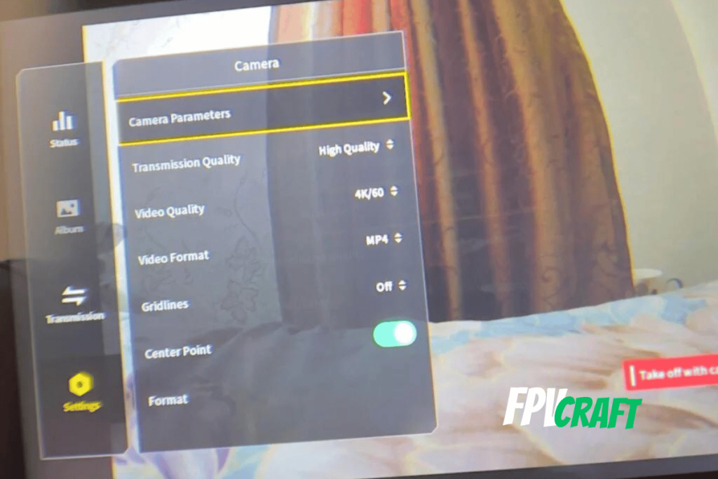 changing camera parameters on DJI FPV drone