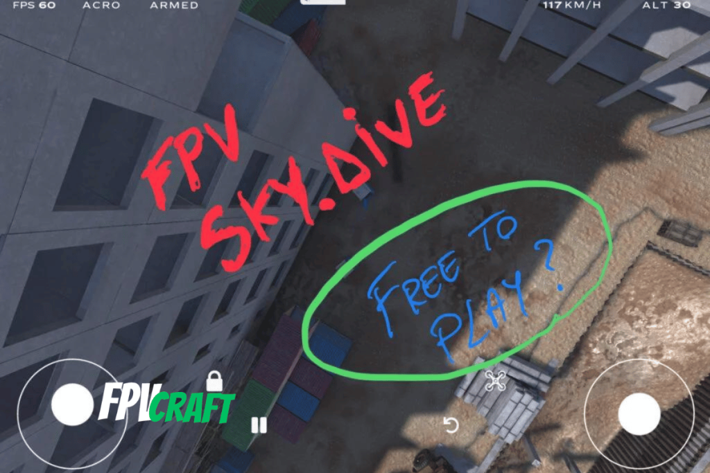 screenshot from FPV SkyDive with overlay text "free to play"