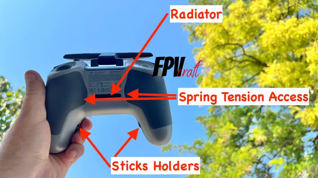 dji fpv remote controller 2 back of the controller explained