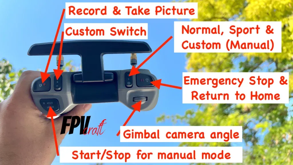 dji fpv remote controller 2 side buttons and switches explained