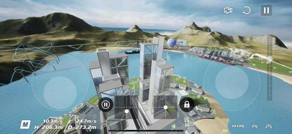screenshot of dji virtual flight graphics