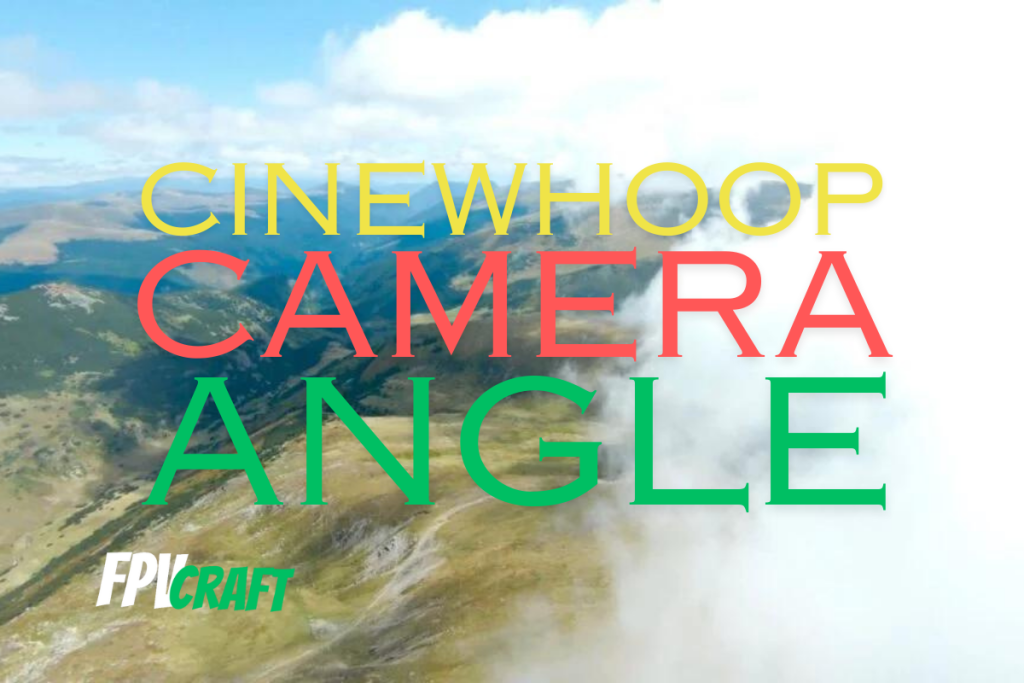photograph captured from an fpv drone with the text overlayed "cinewhoop camera angle"