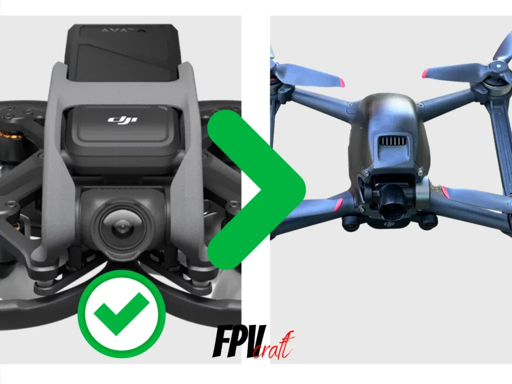 representation of DJI Avata over DJI FPV
