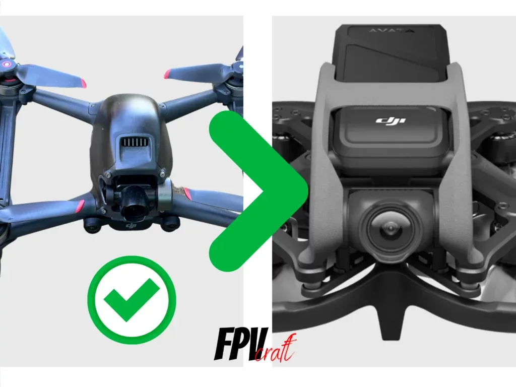 representation of dji fpv drone over dji avata.