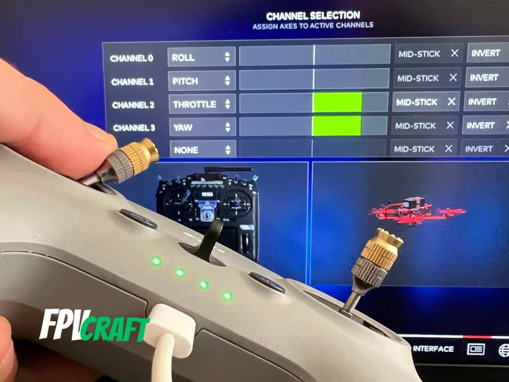 dji fpv remote controller 2 in front of DRL simulator