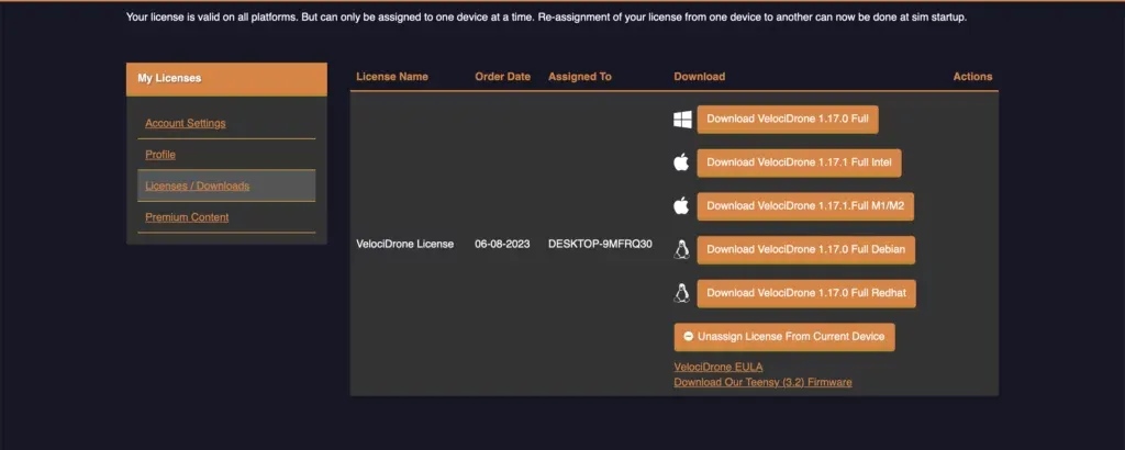 downloading velocidrone from their website